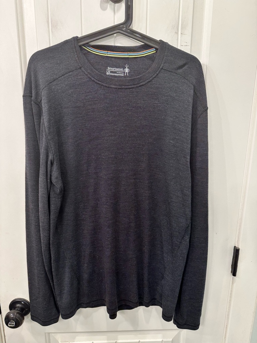 Smartwool Men's Charcoal Grey Merino Wool Long Sleeve Base Layer Shirt Size L